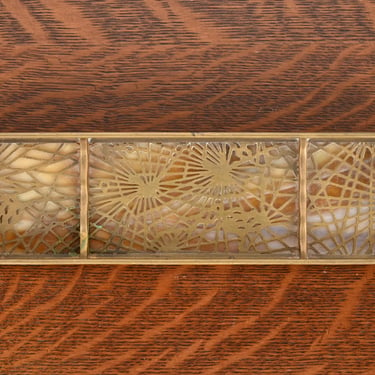 Tiffany Studios New York Pine Needle Pattern Bronze Doré and Slag Glass Pen Tray