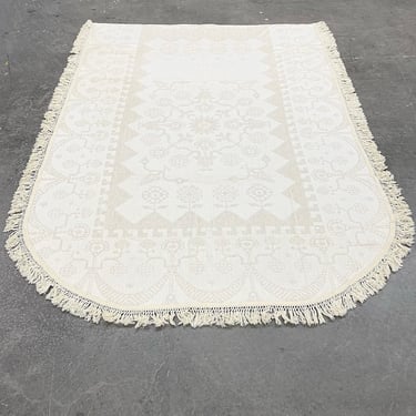 Vintage Bedspread Retro 1960s George Washington's Choice + Bates + Coverlet + Handwoven + Twin + Size 110X82 + Antique White + Colonial 