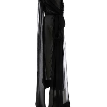 Saint Laurent Woman Black Muslin Long Dress