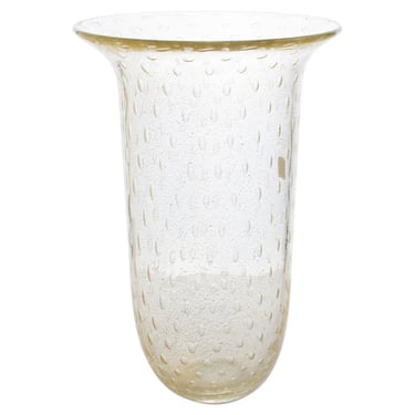 Italian Art Glass Murano Vase Gold Flakes and Bubbles by Gambaro &amp; Poggi