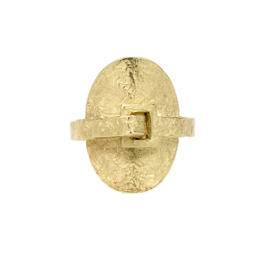 Strapped Textured Oval Ring - Solid 18K