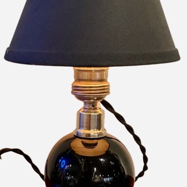 Jacques Adnet and Black Baccarat Crystal Ball Art Deco Table Lamp