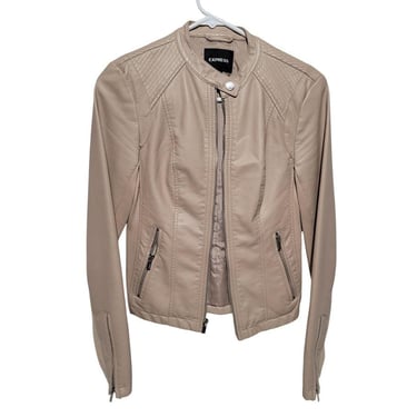 Express Vegan Leather Motorcycle Jacket Women's Size XS in Tan - EUC! 