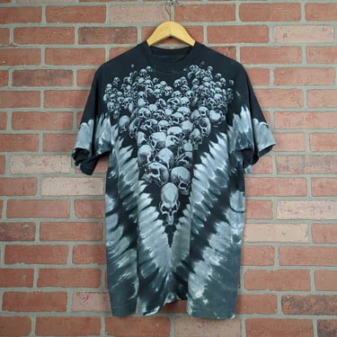 Vintage 90s Double Sided Liquid Blue Skull Pile by Prof ORIGINAL Tie Dye Graphic Tee - Extra Large 