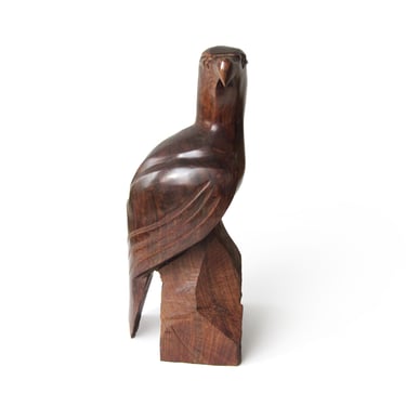 Vintage Hand Carved Ironwood Majestic Eagle Figurine, Natural Decor, Wood Sculpture, Wildlife, Boho Decor, 11
