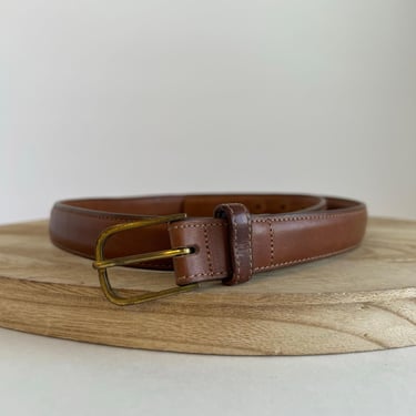 Tan Genuine Full Grain Cowhide Leather Solid Brass Made in Italy Belt Size M/L 