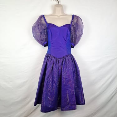 Vintage 80s Purple Iridescent Prom Dress 