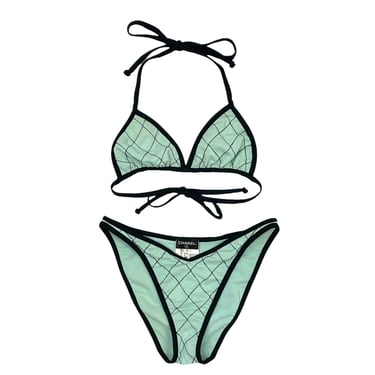 Chanel Turquoise Contrast Quilted Bikini