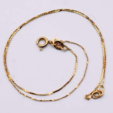 Minimalist 80's 14k gold two strand bracelet, dainty yellow gold double serpentine chain 