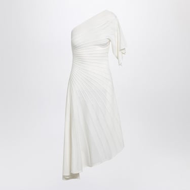 Alaia Asymmetrical White Wool Dress Women