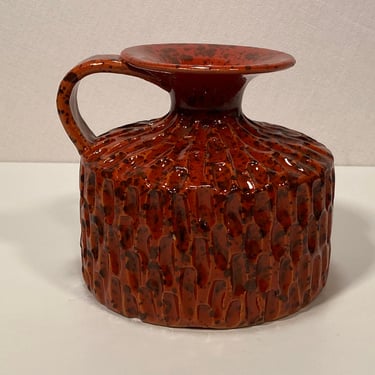 Aldo Londi Red Ceramic Handled Bud Vase 