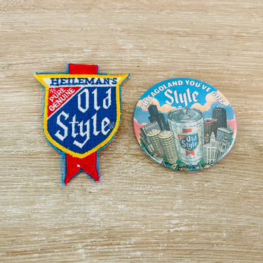 Vintage Chicago Heilman's Old Style Pin Back Pinback Button and Patch 