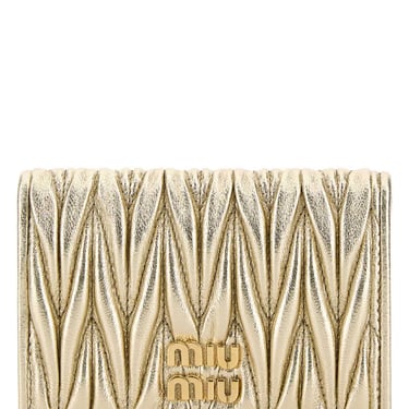 Miu Miu Women Gold Nappa Leather Card Holder