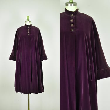 1940s 1950s velvet coat, 50s swing coat, purple coat, vintage womens coat, erstwhile style 