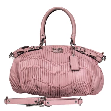Coach - Baby Pink Ruched Pouch-Style Convertible Satchel