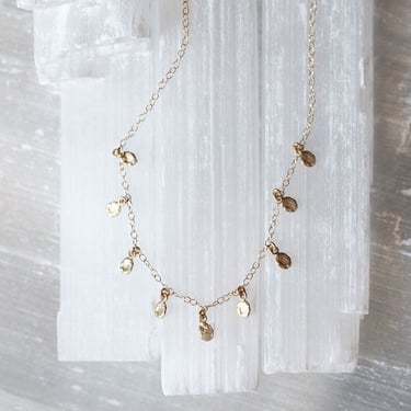 14k Gold Tiny Golden Flakes Necklace