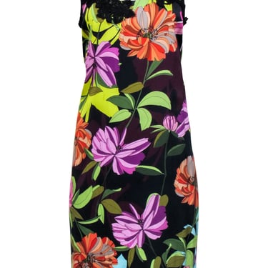 Trina Turk - Black & Multicolor Floral Sleeveless Dress Sz 12