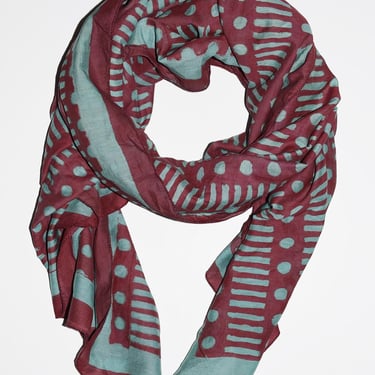 Block Print Scarf, Cotton Silk Scarf, Wood Block, Block Print Sarong, Pareo, Border Print Scarf, Geometric Print, Large Scarf, Beach Coverup 