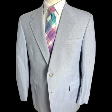 Vintage 1980s Cotton Wash & Wear Striped Sport Coat ~ size 38 to 40 Short ~ Blazer / Jacket  ~ Preppy / Ivy / Trad ~ Spring / Summer 