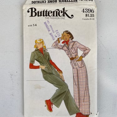 Vintage Butterick 4396, Jumpsuit, Boiler Suit, Size 14, UNCUT 