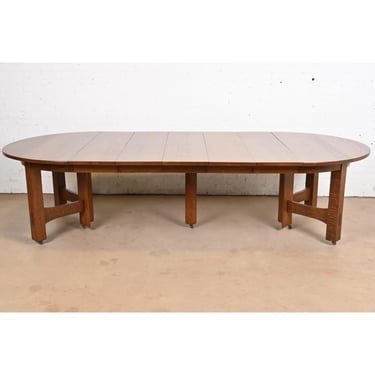 Gustav Stickley Antique Mission Oak Arts & Crafts Extension Dining Table, Newly Refinished