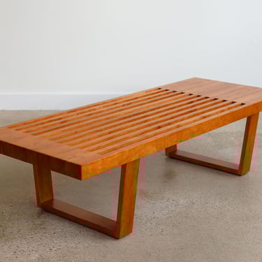 Handmade MCM Inspired Cherry Slat Bench Coffee Table 
