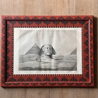 Late 18th C. André Duterte Engraving of the Pyramids and Sphinx of Memphis in Gusto Painted Frame and Mat