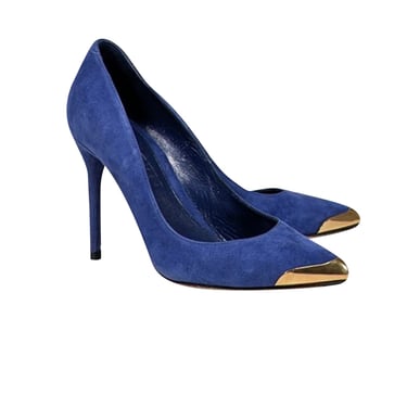 Alexander McQueen - Blue Suede w/ Gold Toe Basic Pumps Sz 6