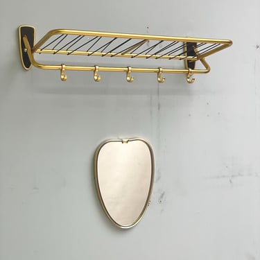 Vintage set wardrobe, with mirror in gold aluminum 1950s 