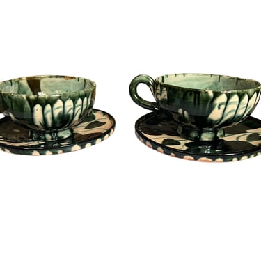 Vintage Terracotta Ceramic Cup and Saucer Set 