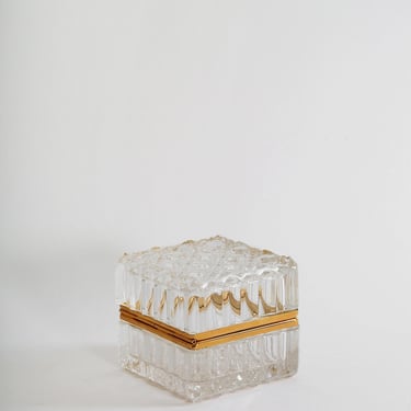 Vintage French cut crystal Jewelry Casket Box 