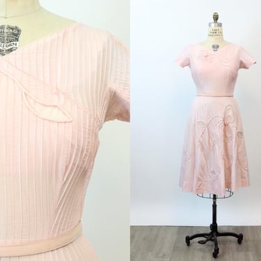 1950s TRAPUNTO pintucked cotton dress medium | new spring summer 