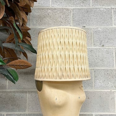 Vintage Lamp Shade Retro 1960s Mid Century Modern + Barrel Shaped + Ivory Color + Smocked  + Pleated + Drum Shade +MCM + Home Decor 