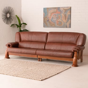 Pacific Green Leather Sofa