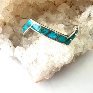 Rugged Vintage Silve and Turquoise Zig Zag Cuff