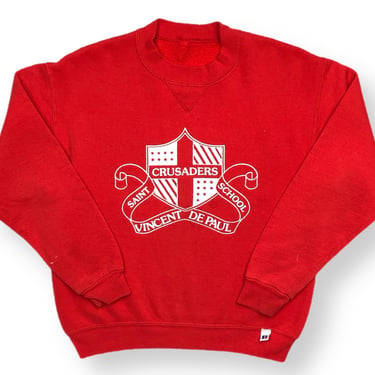 Vintage 90s Russell Athletic St Vincent De Paul School Logo Graphic Crewneck Sweatshirt Pullover Size Small 