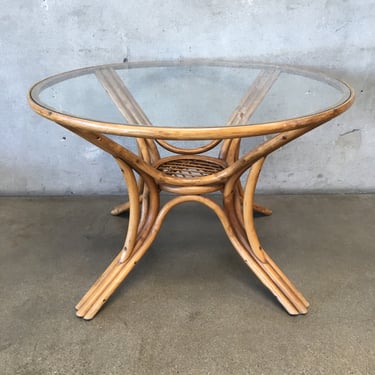 Bamboo Glass Top Dining Table