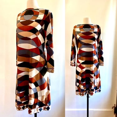 Vintage 60s 70s Dress / ABSTRACT MOD Pucci Like Print / Suzy Perette / M 