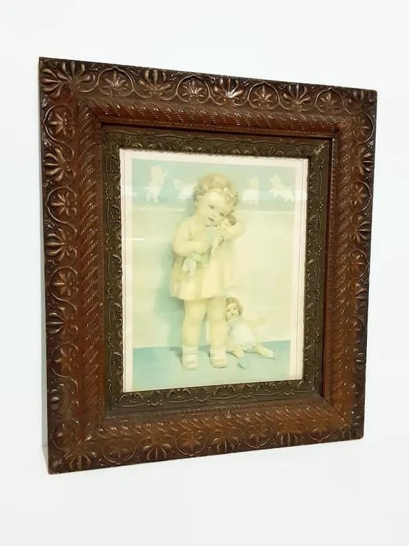 Antique Broncate Frame - Bessie Pease Gutmann “Love Is Blind”