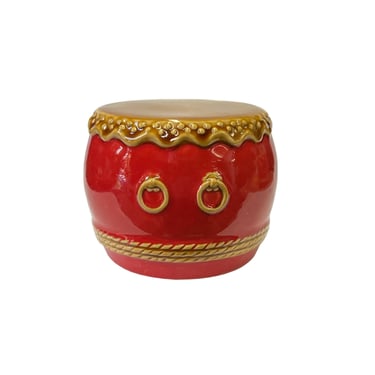 Chinese Red Ceramic Small Traditional Drum Shape Display ws3071E 