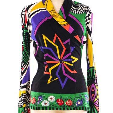 Gianni Versace Graphic Printed Wrap Top