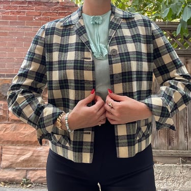 1950s Plaid Wool Light Jacket size Small 