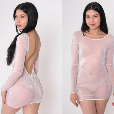 Sheer Club Dress 90s Iridescent White Bodycon Dress | Shop Exile - Tucson,  AZ | ATTIC