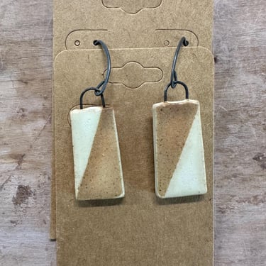 Ceramic Earrings: White and Beige 