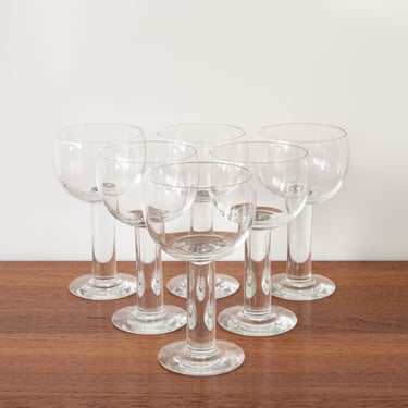 Set of Six Orrefors Column Wine Glasses