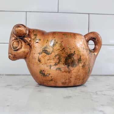 Rare Vintage Bronze Gold Patina Metal Bull Toro Indoor Planter with Patina 