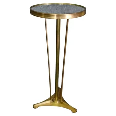 Small Mirror Top Brass Art Deco Style Gueridon End Table