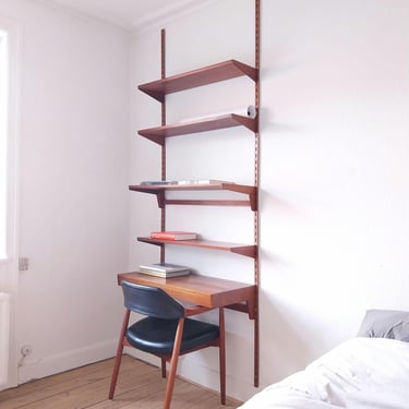 Teak shelving unit mid century wall unit shelf with desk modular shelf with rails Danish shelving shelf wall mounted 60s shelf with brackets 