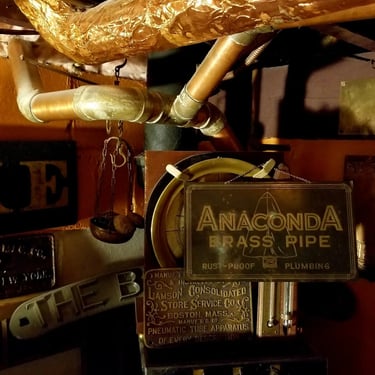Original Antique Anaconda Co Brass Advertising Hardware Sign C1920 