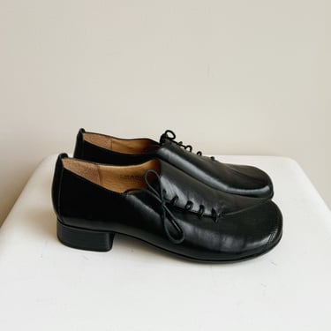 Ink Asymmetrical Lace Up Loafers